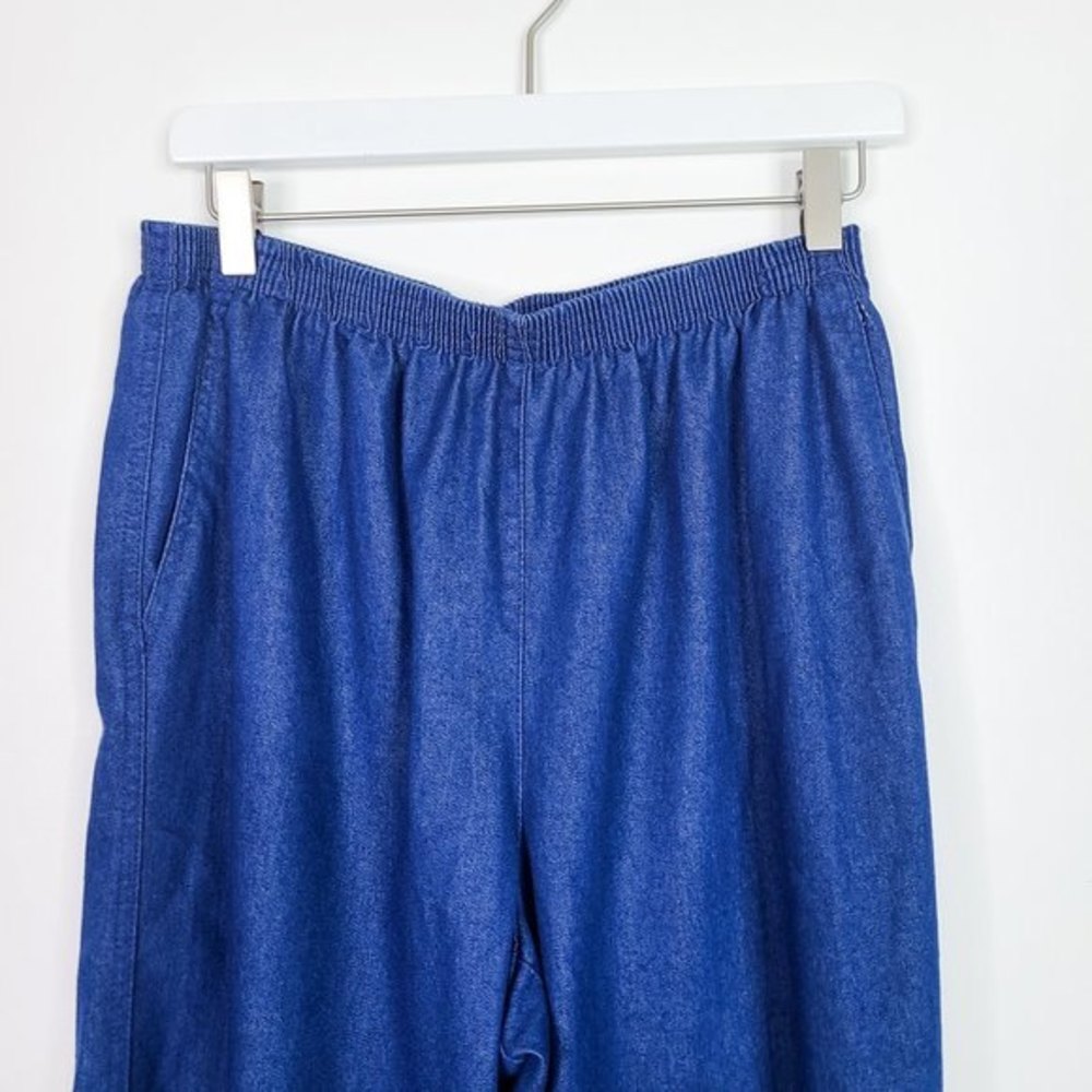 ALFRED DUNNER Grandma Pull on Wide Leg Pants 16P 16 Petite Blue TikTok - Picture 4 of 6